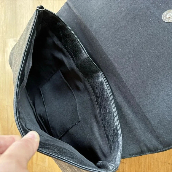 Western Faux Leather Rustic Ruffle Classy Statement Envelope Clutch Bag Purse - Picture 8 of 11